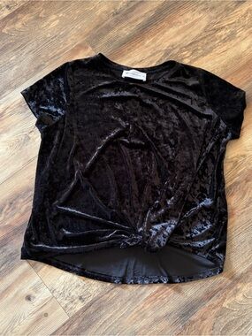 The Impeccable Pig Black Velvet Knot-Front Tee